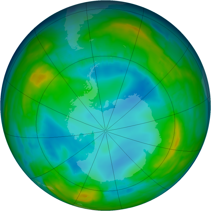 Antarctic ozone map for 04 August 2015